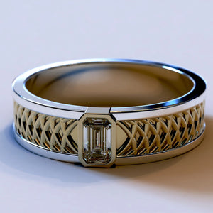 Men’s Filigree Emerald Cut Band