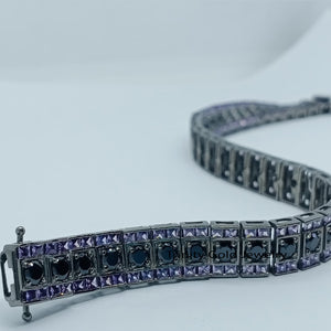 Triple Row Nightshade Onyx Amethyst Statement Bracelet