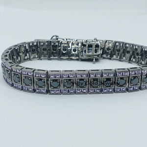 Triple Row Nightshade Onyx Amethyst Statement Bracelet