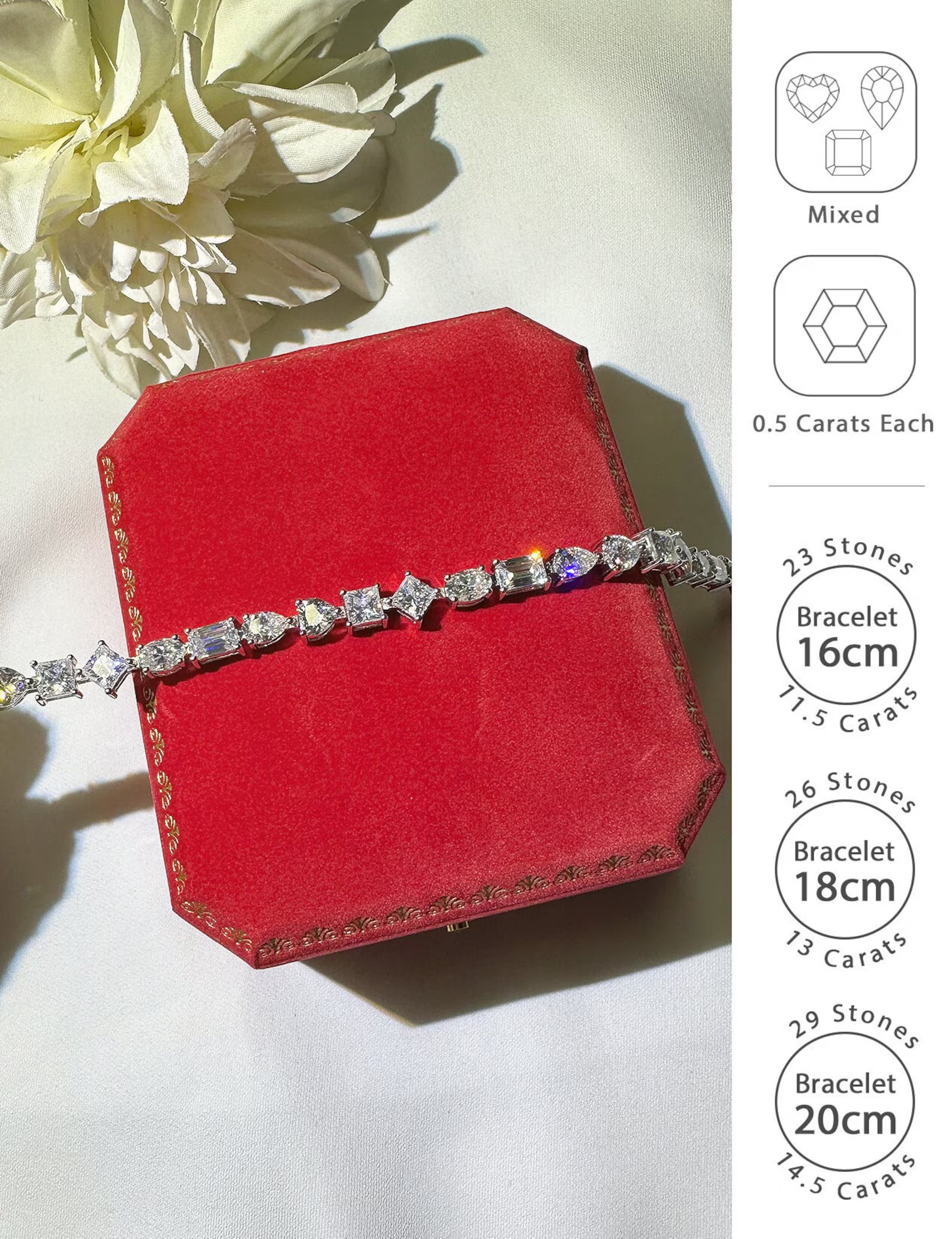 Multi-Shape Geometric Tennis Bracelet