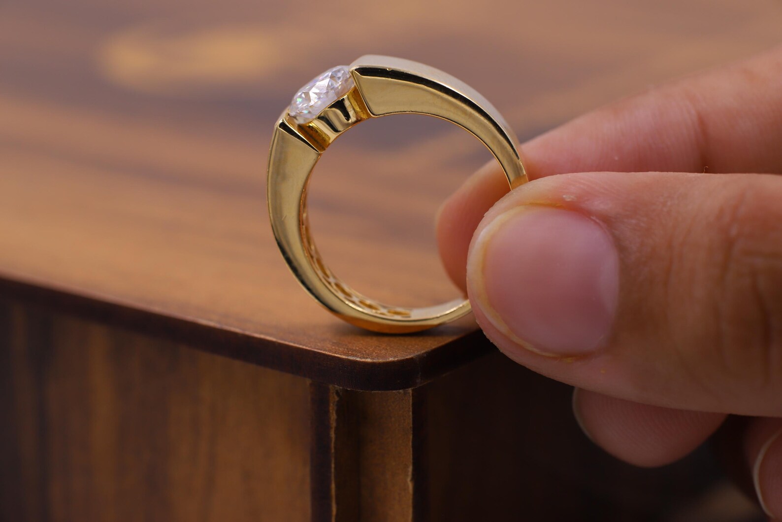 Modern Tension Set Solitaire Ring