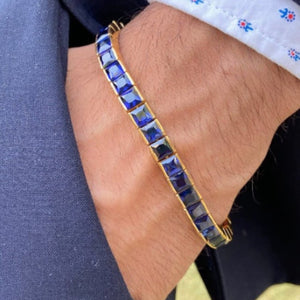 Royal Sapphire Blue Square-Cut Tennis Bracelet