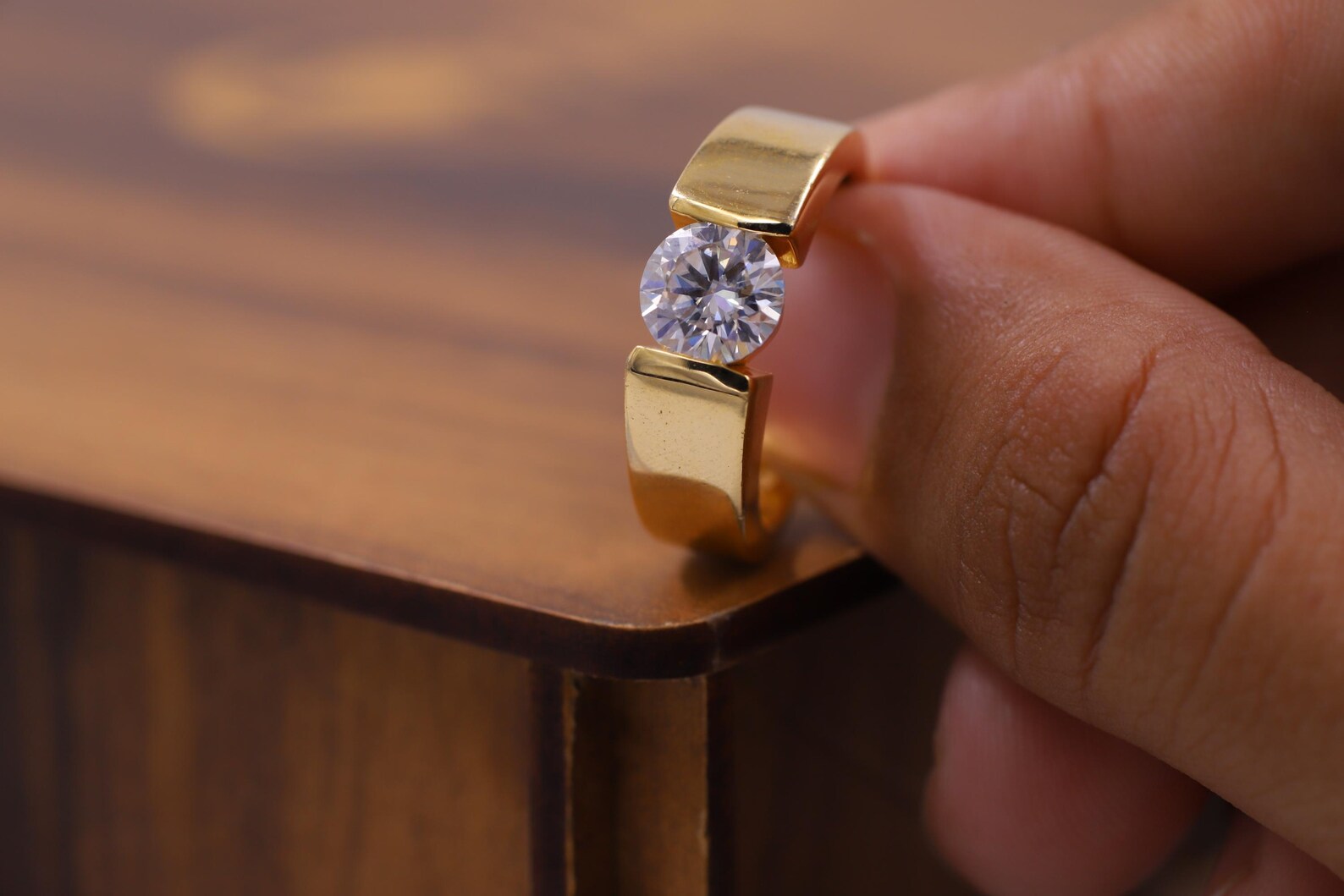 Modern Tension Set Solitaire Ring