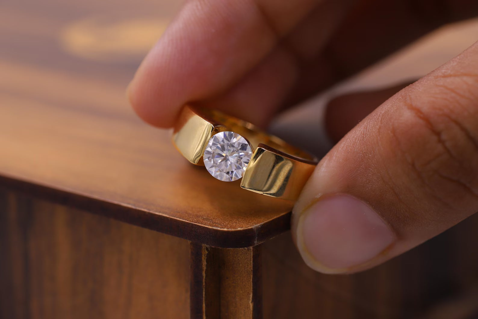 Modern Tension Set Solitaire Ring