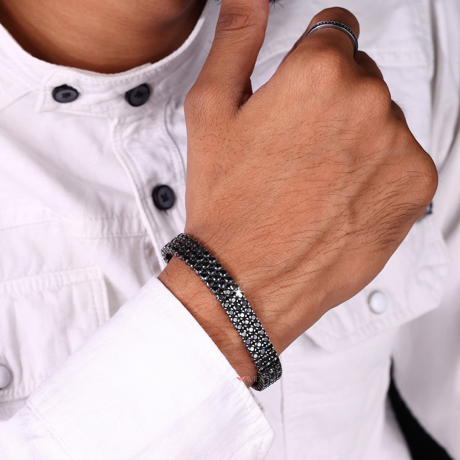 Obsidian Triple Row Pavé Bracelet