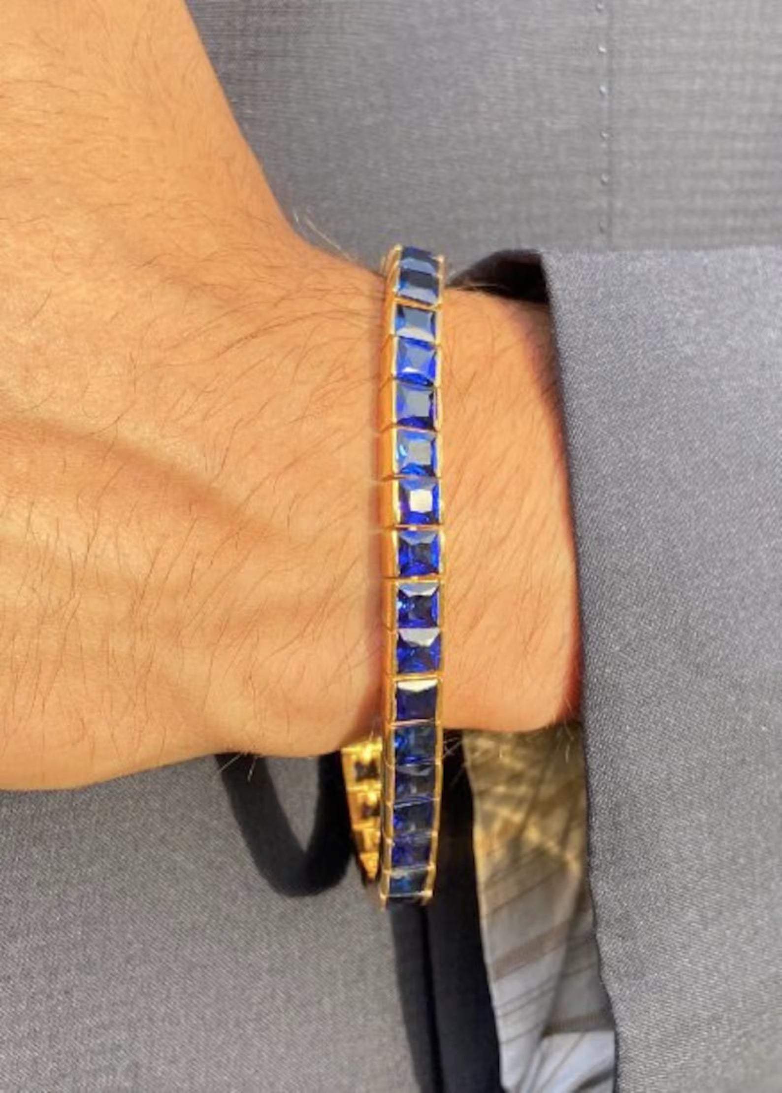 Royal Sapphire Blue Square-Cut Tennis Bracelet