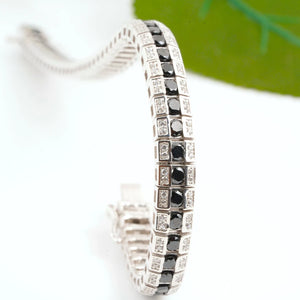 Monochrome Halo Tennis Bracelet
