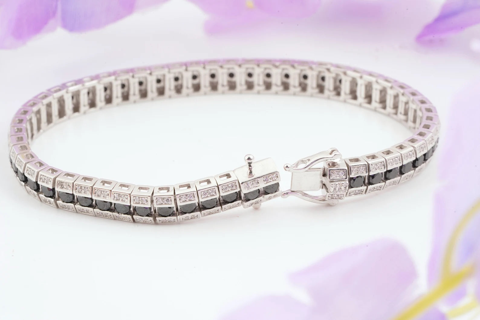 Monochrome Halo Tennis Bracelet