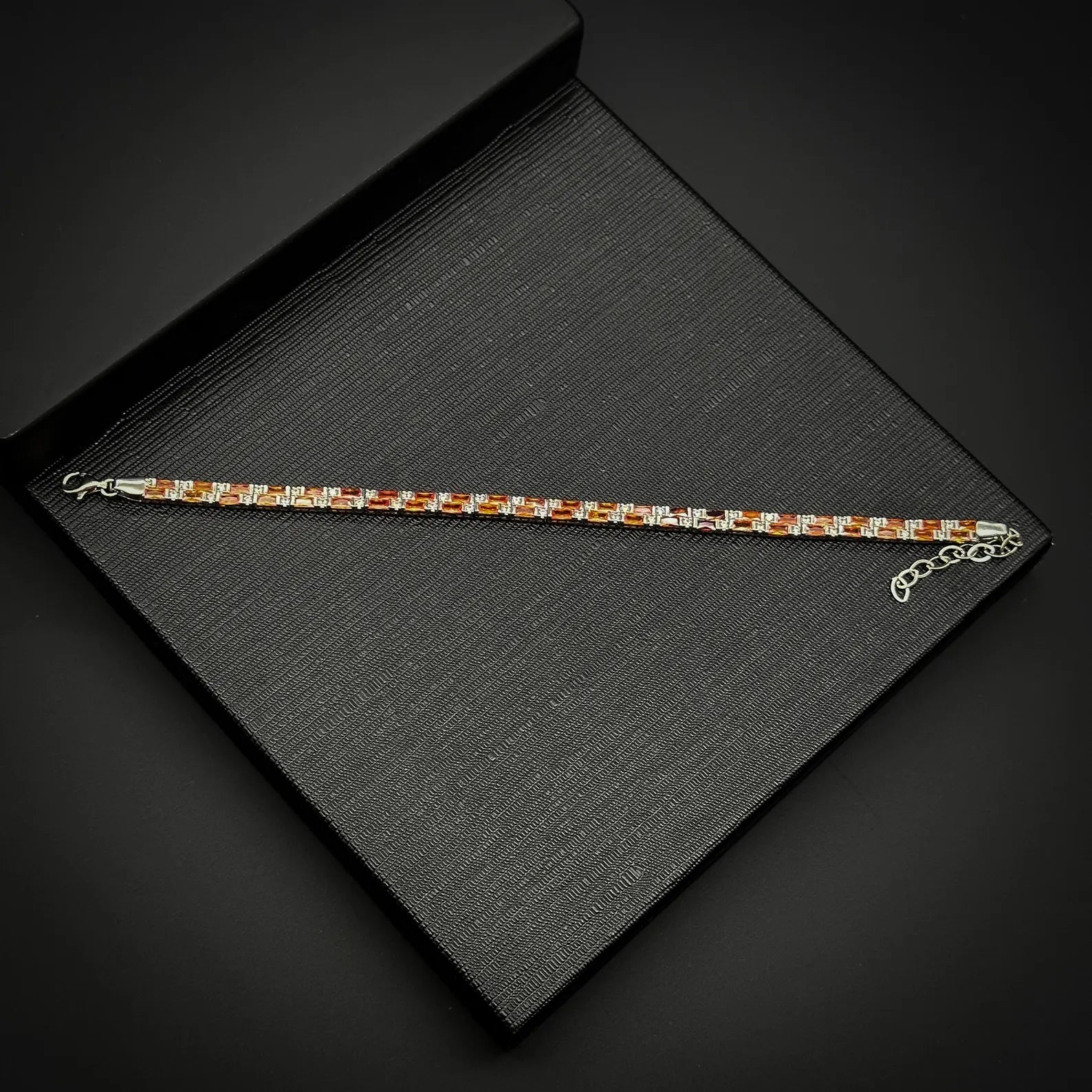 Sunset Fire Orange Sapphire Tennis Bracelet