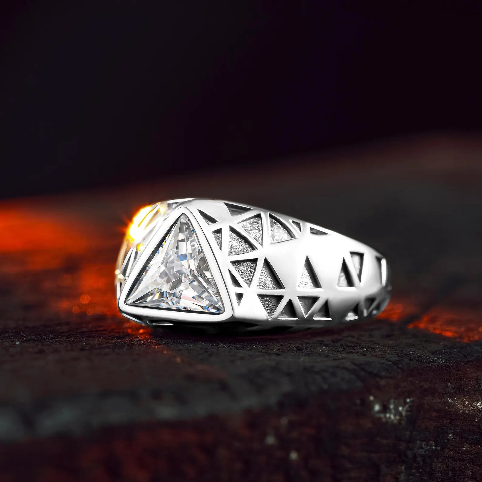Men’s Trillion Cut Geometric Ring