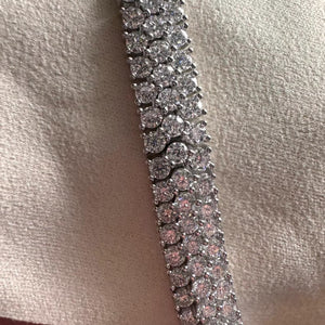 Triple-Row "Glacier" Brilliant-Cut Tennis Bracelet