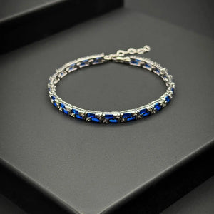 Art Deco Blue Sapphire & White Stone Bracelet