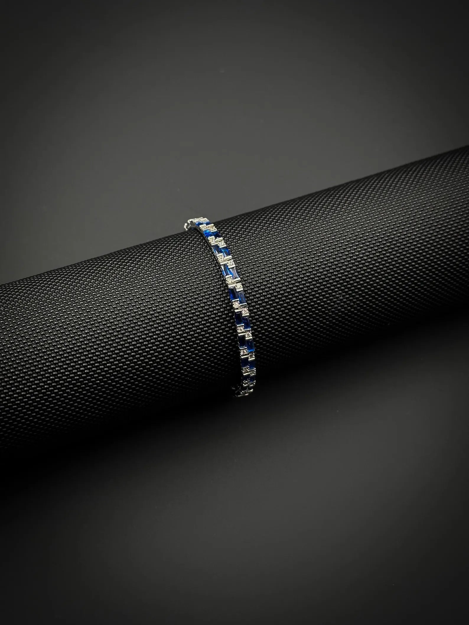 Art Deco Blue Sapphire & White Stone Bracelet