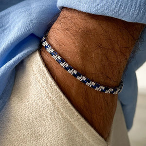 Art Deco Blue Sapphire & White Stone Bracelet