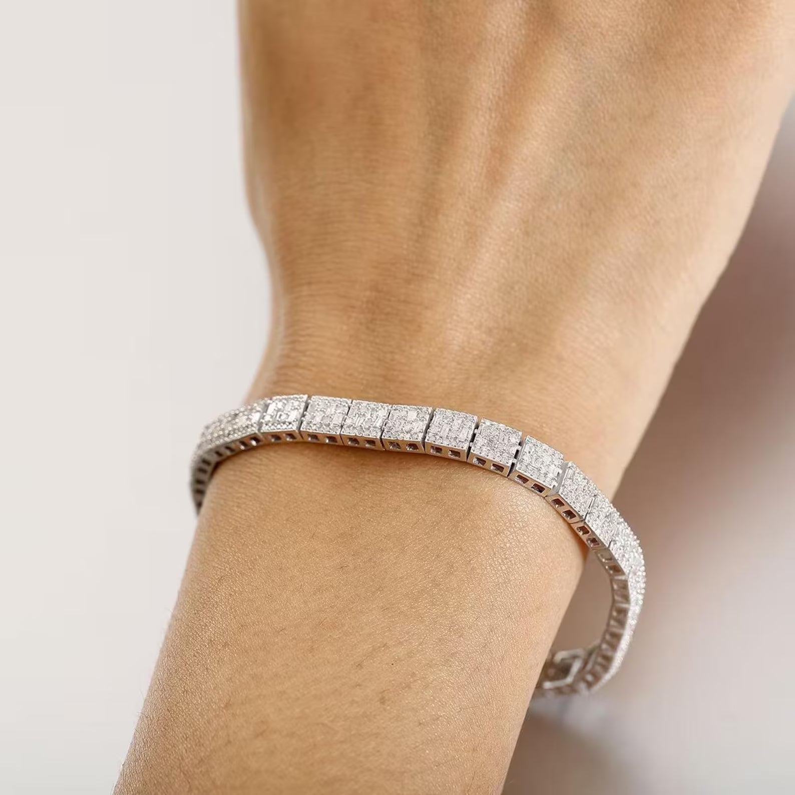Iced Pavé Square Tennis Bracelet