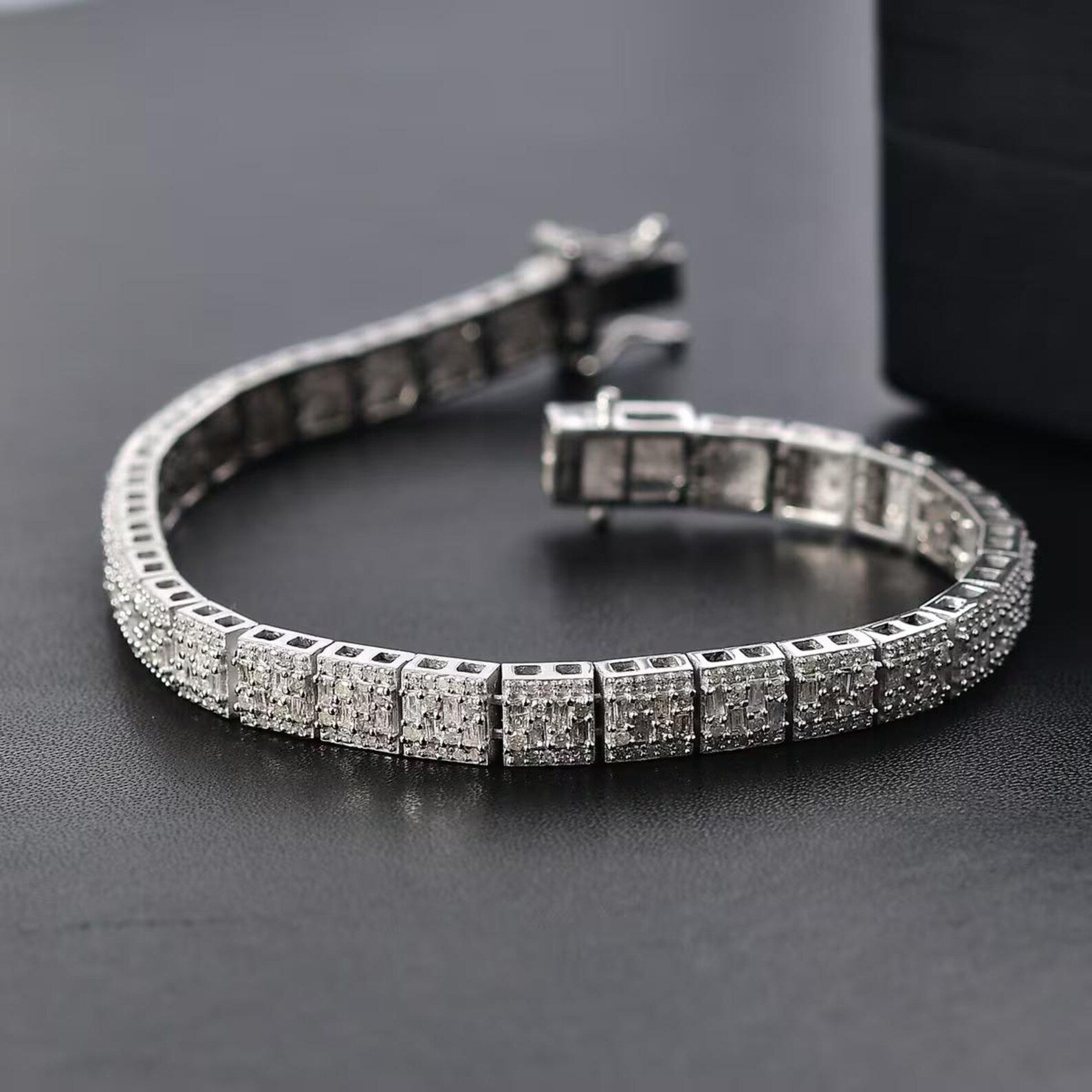 Iced Pavé Square Tennis Bracelet