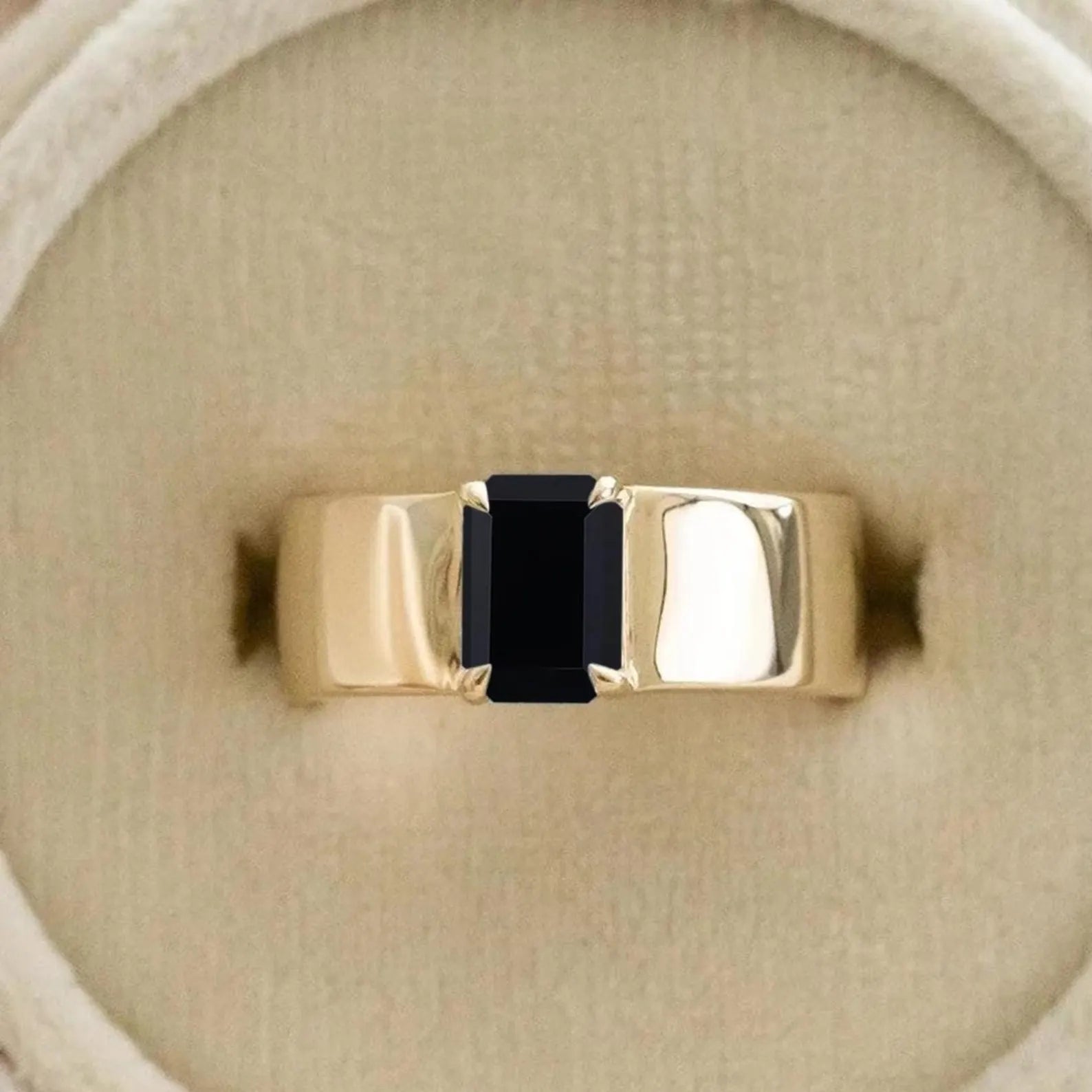Emerald Cut Black Onyx Bold Band