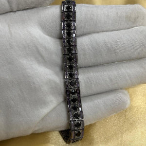 Triple Row Nightshade Onyx Amethyst Statement Bracelet