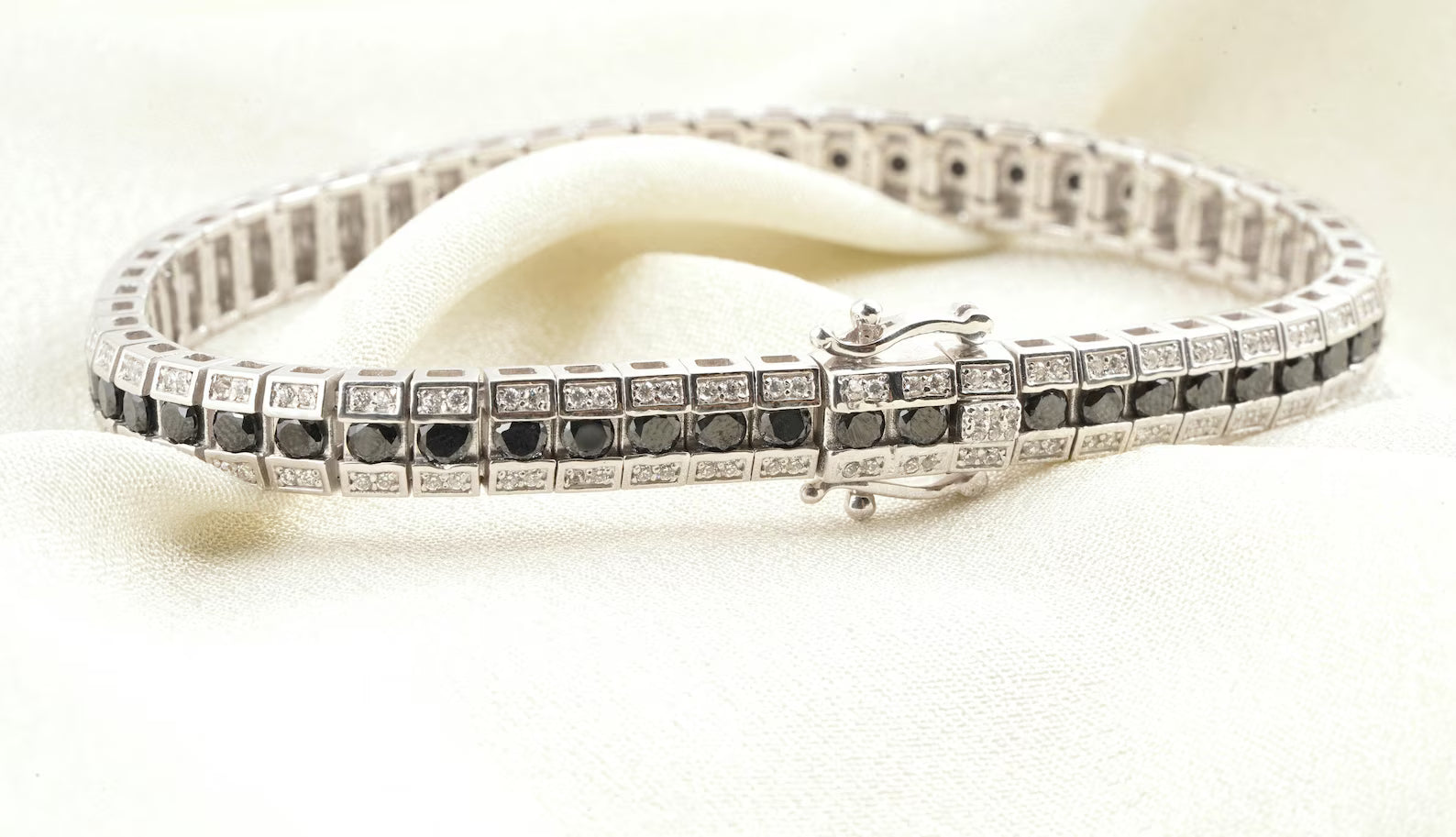 Monochrome Halo Tennis Bracelet