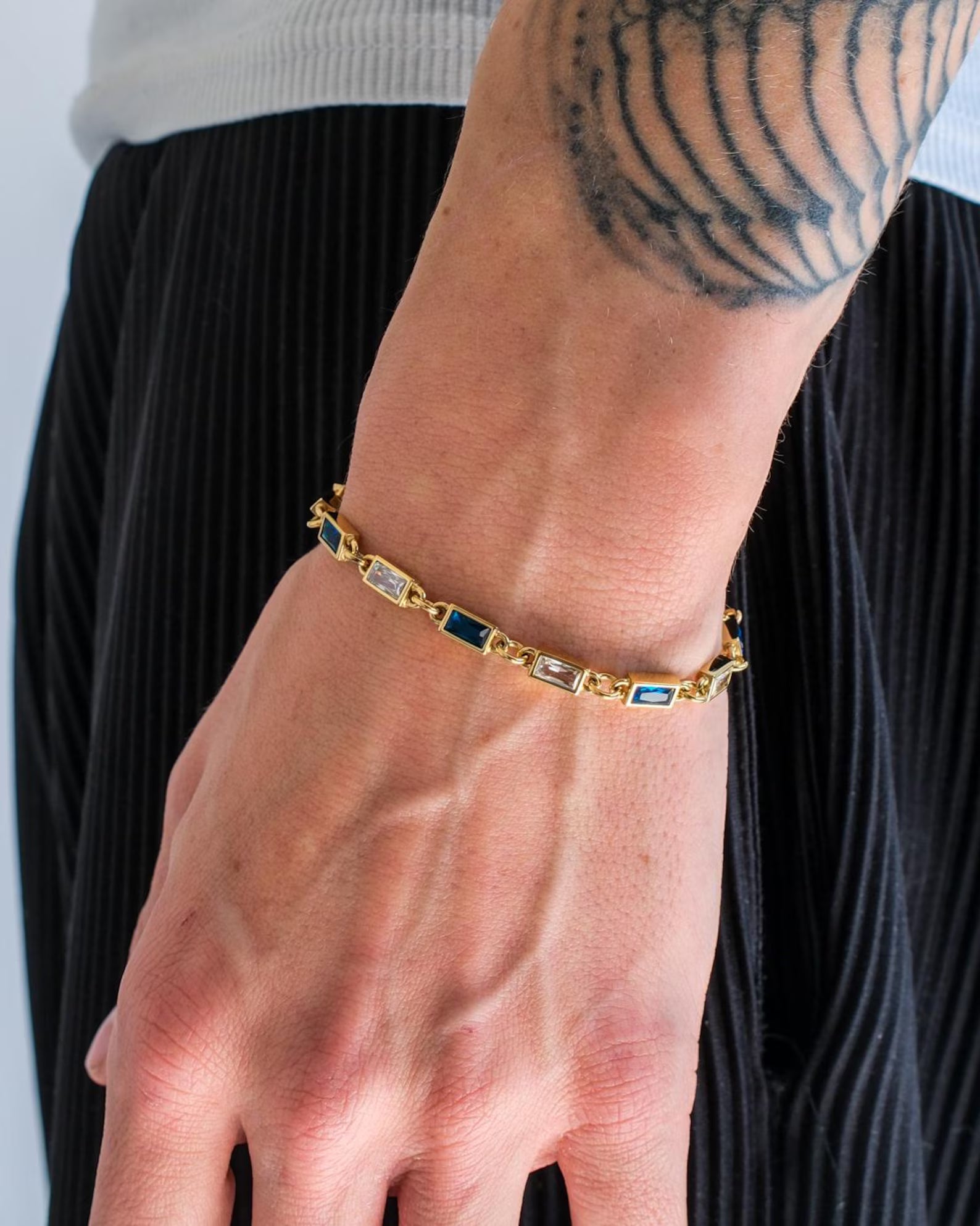 Azure Sky Baguette Link Bracelet