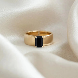 Emerald Cut Black Onyx Bold Band