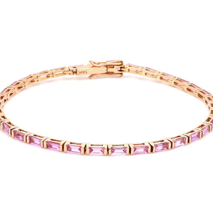 Crimson Baguette Gold Tennis Bracelet