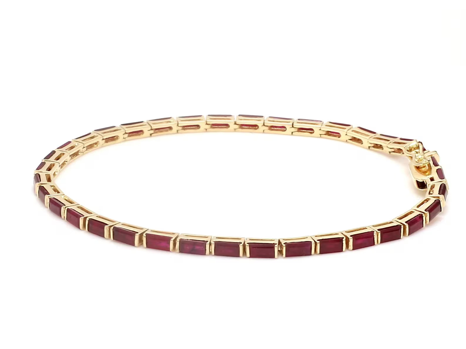 Crimson Baguette Gold Tennis Bracelet