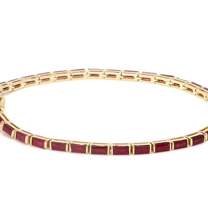 Crimson Baguette Gold Tennis Bracelet