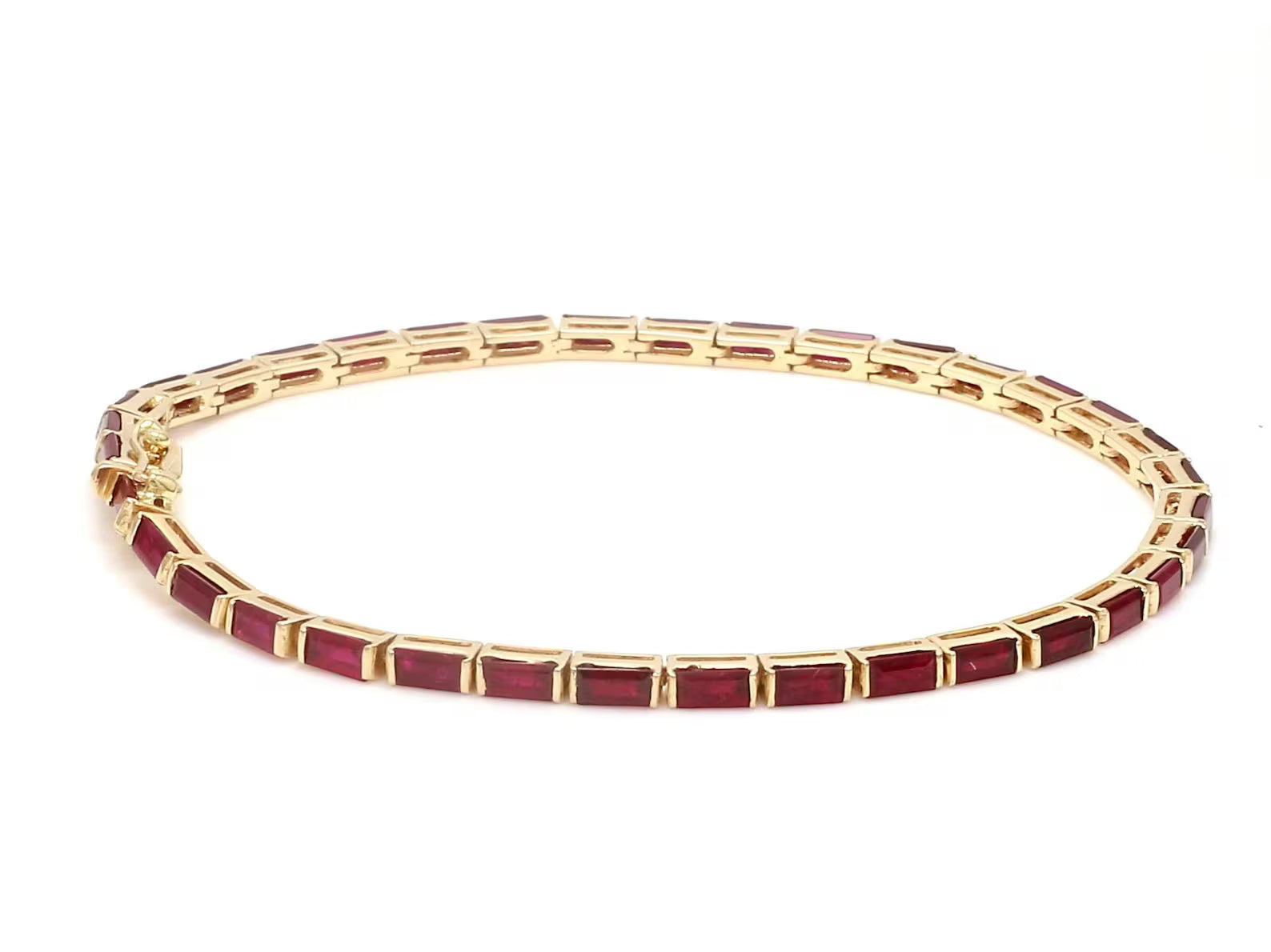 Crimson Baguette Gold Tennis Bracelet