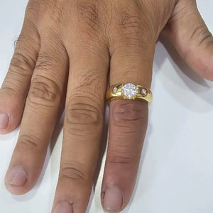 Gold Finish Round Brilliant Solitaire Ring