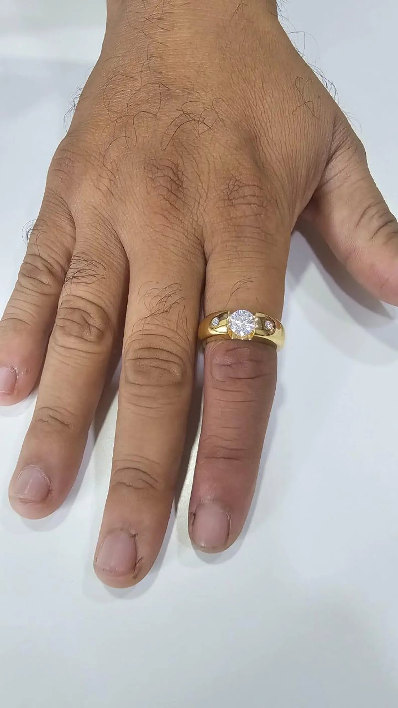 Gold Finish Round Brilliant Solitaire Ring