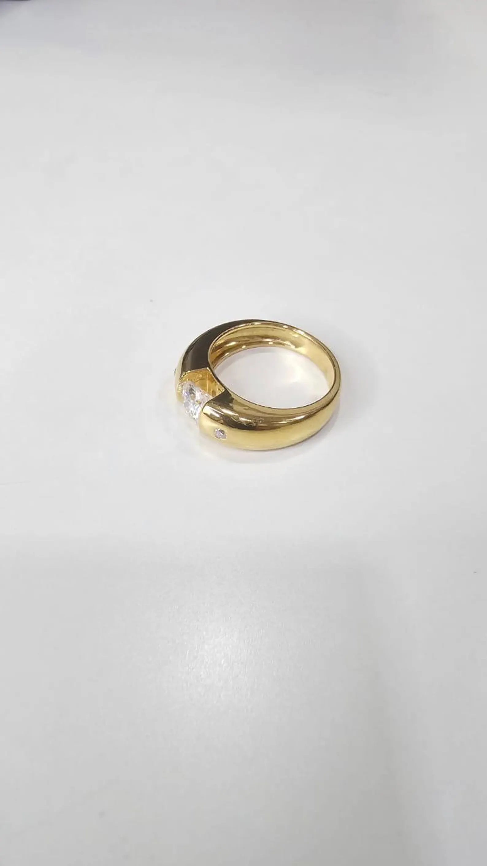 Gold Finish Round Brilliant Solitaire Ring