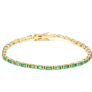 Crimson Baguette Gold Tennis Bracelet