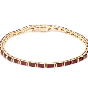 Crimson Baguette Gold Tennis Bracelet