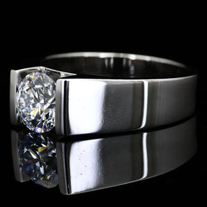 Men’s Round Brilliant Tension Set Solitaire Ring