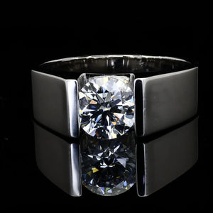 Men’s Round Brilliant Tension Set Solitaire Ring