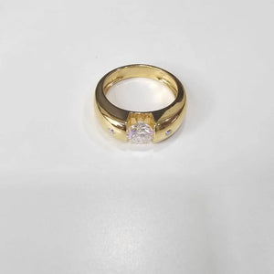 Gold Finish Round Brilliant Solitaire Ring