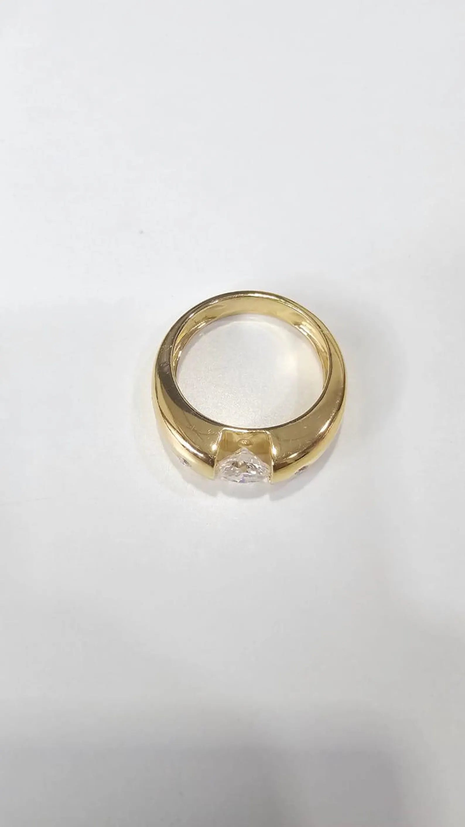 Gold Finish Round Brilliant Solitaire Ring