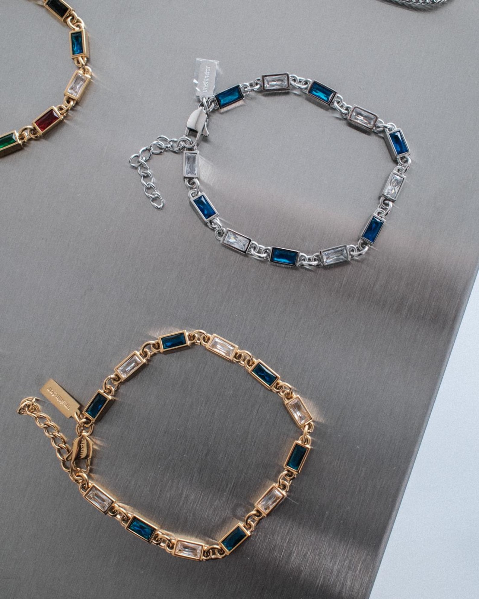 Azure Sky Baguette Link Bracelet