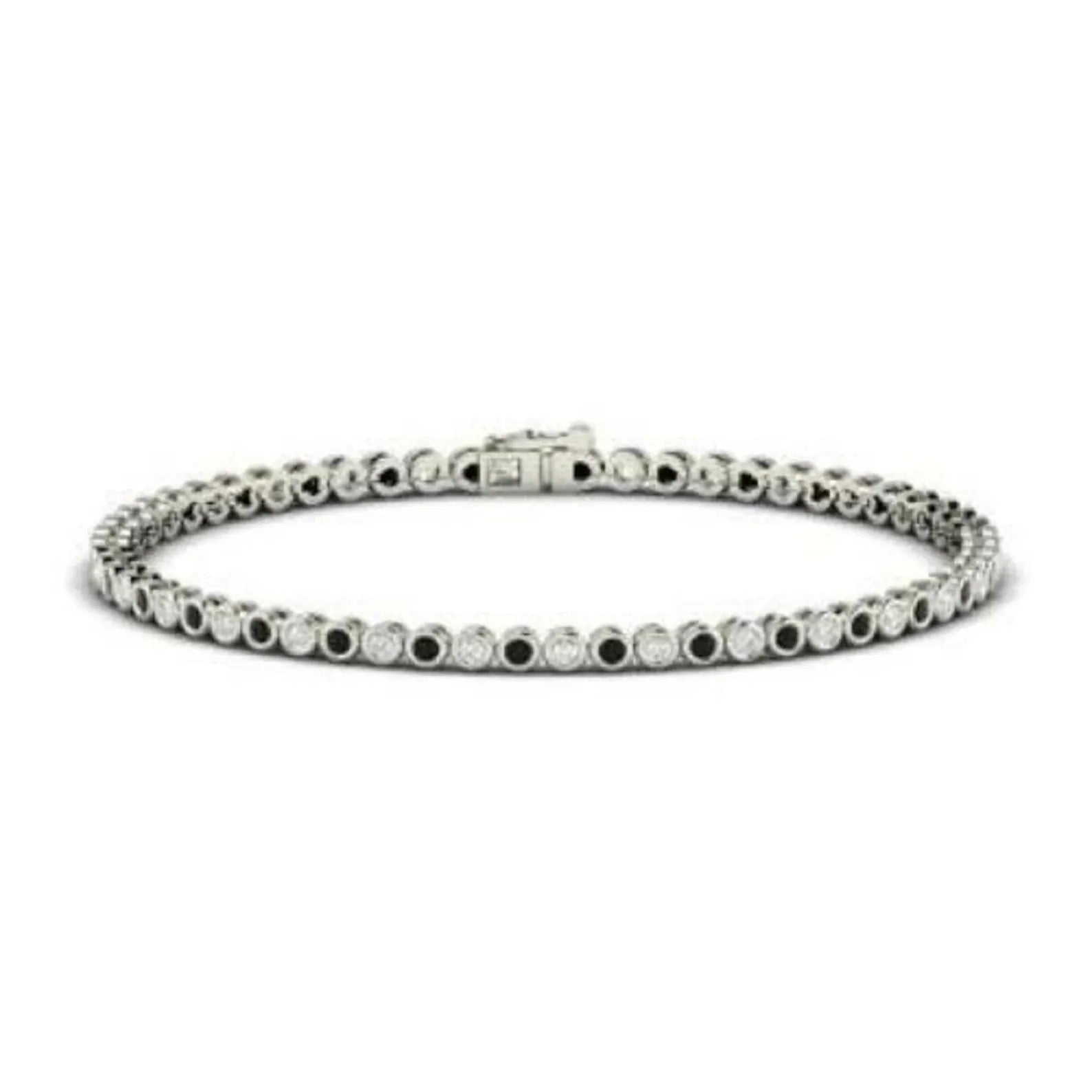 Dual Edge Alternating Black White Bezel Bracelet