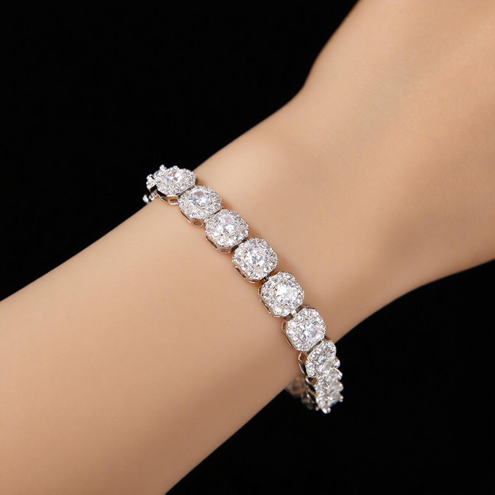 Royal Cushion Cut Halo Infinite Bracelet