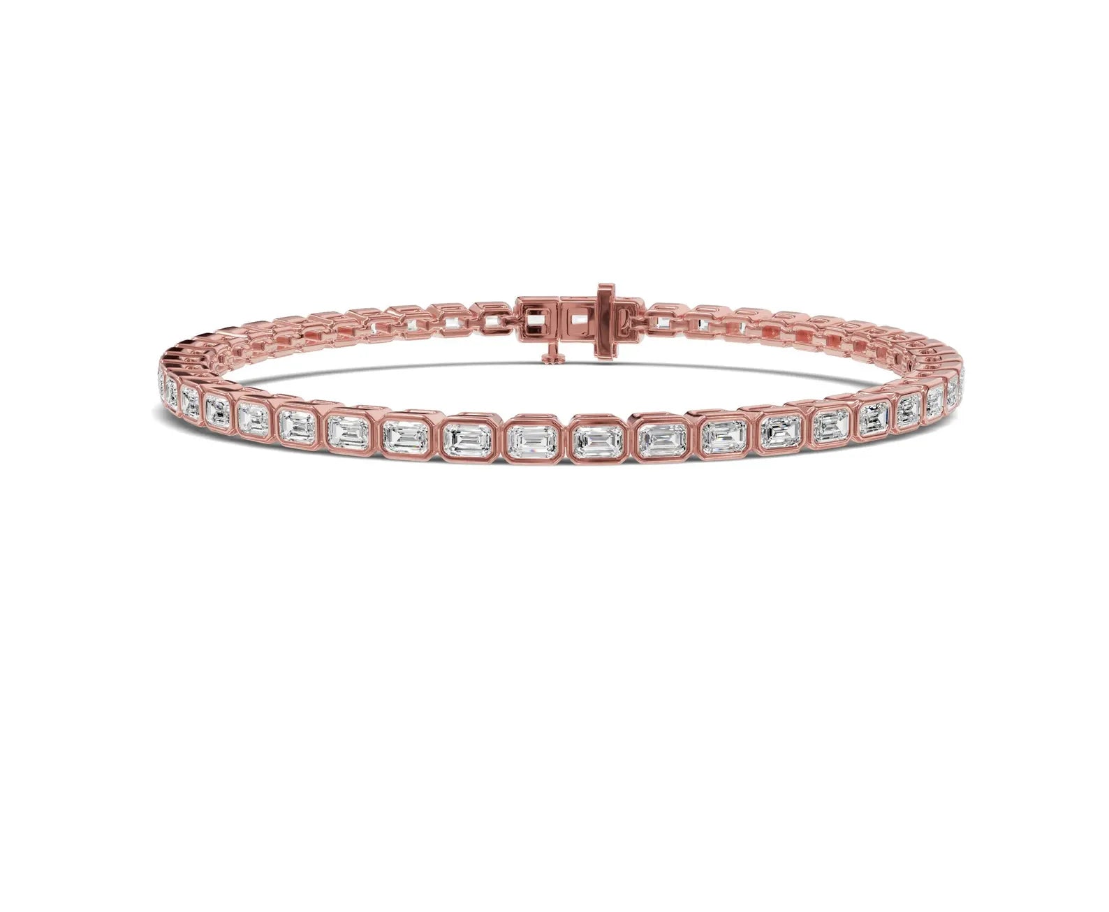 Rose Gold Emerald Cut Solitaire Tennis Bracelet