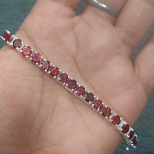 Royal Garnet Silver Tennis Bracelet