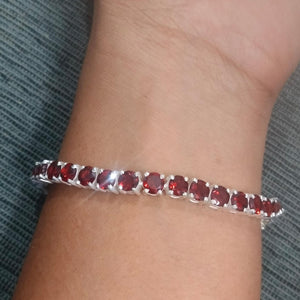 Royal Garnet Silver Tennis Bracelet