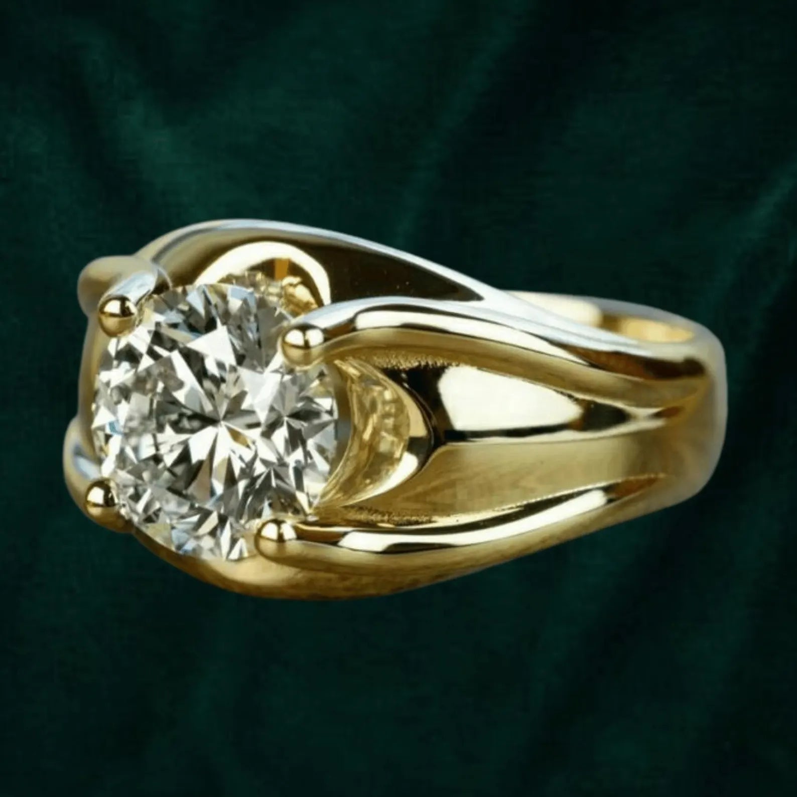 Men’s Sculptural Wave Solitaire Ring