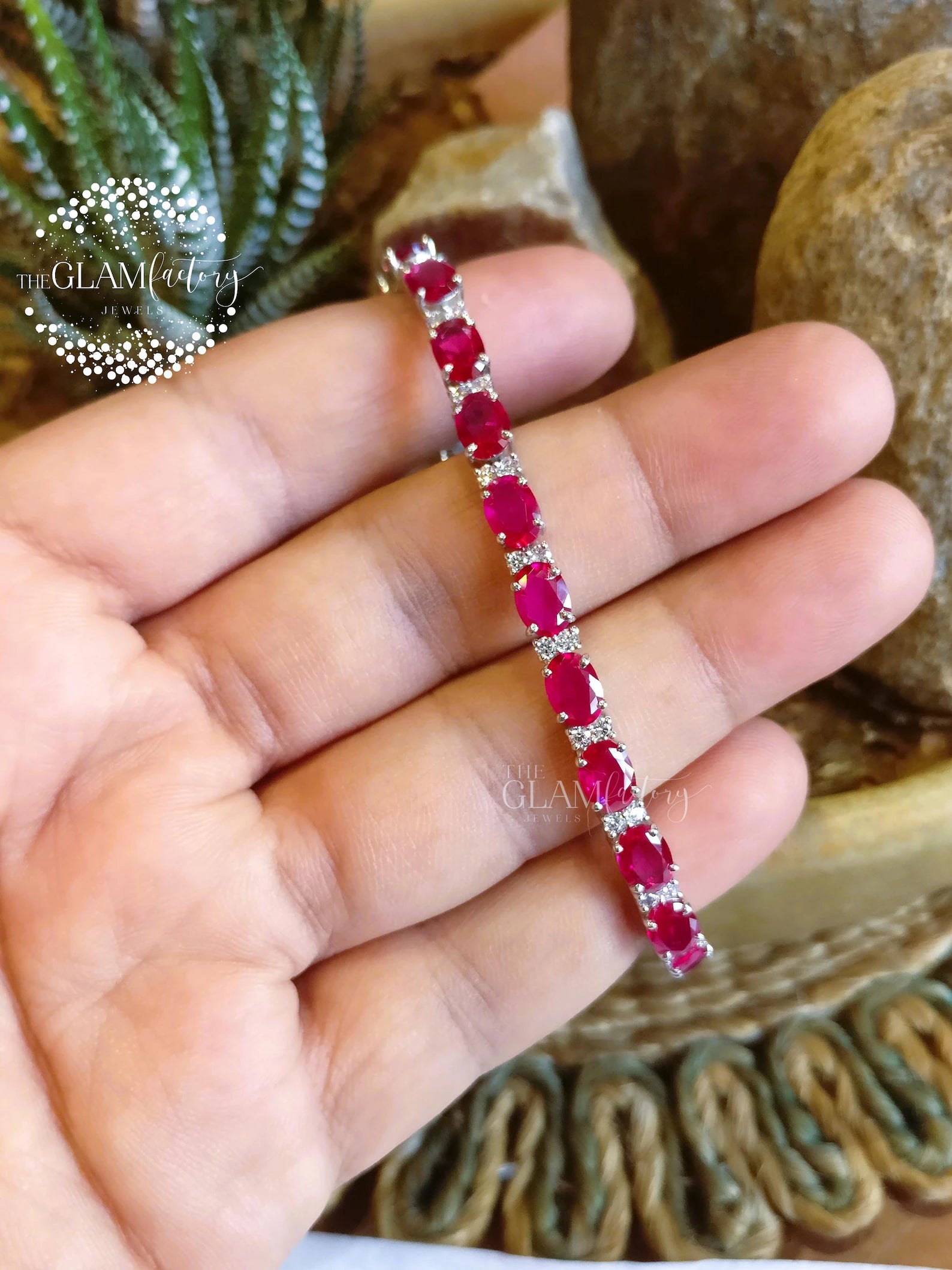 Radiant Ruby Oval Cut Heritage Bracelet
