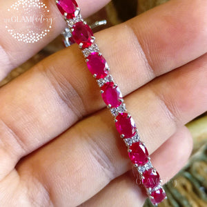 Radiant Ruby Oval Cut Heritage Bracelet