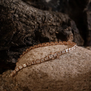 Rose Gold Emerald Cut Solitaire Tennis Bracelet