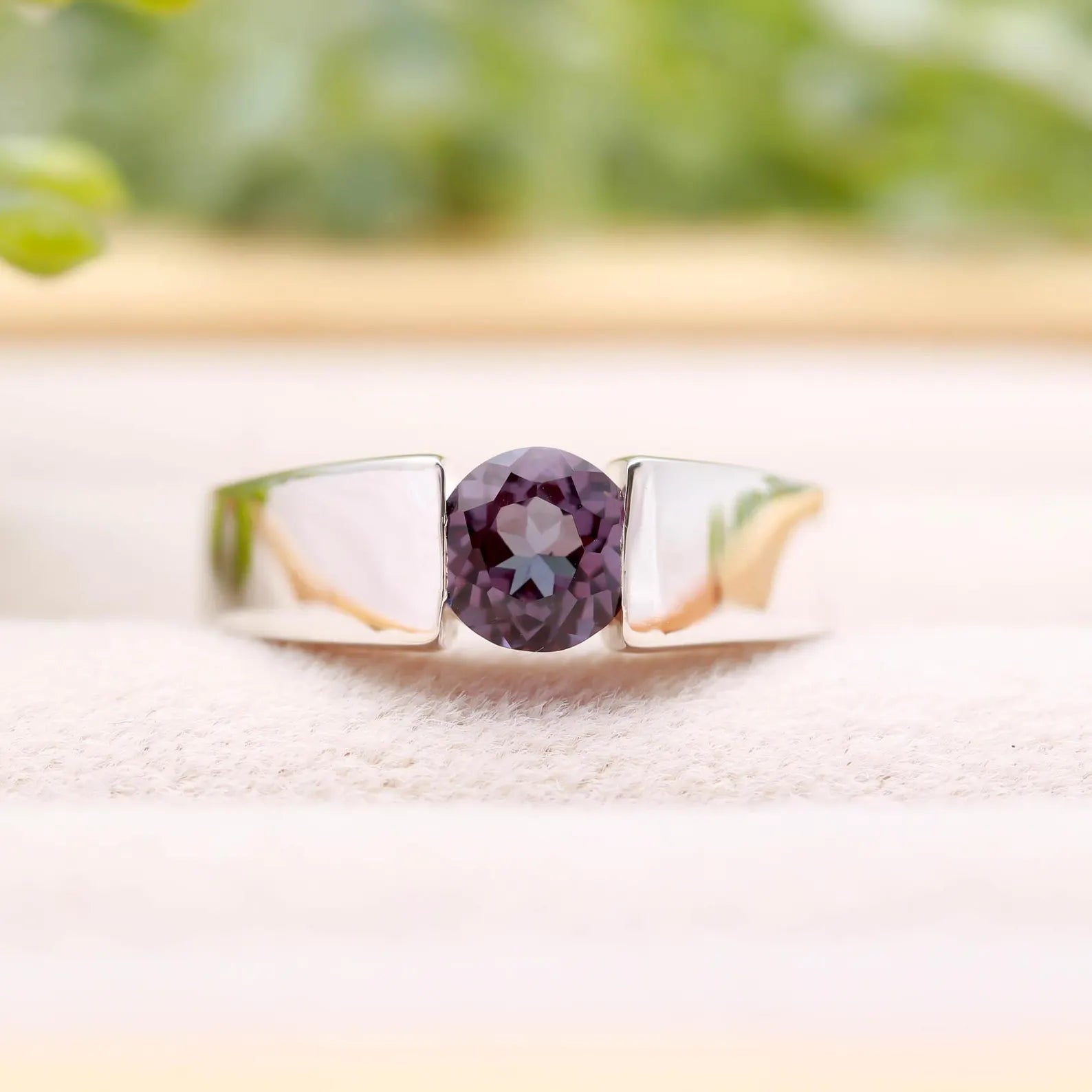 Men’s Alexandrite Tension Set Solitaire Ring