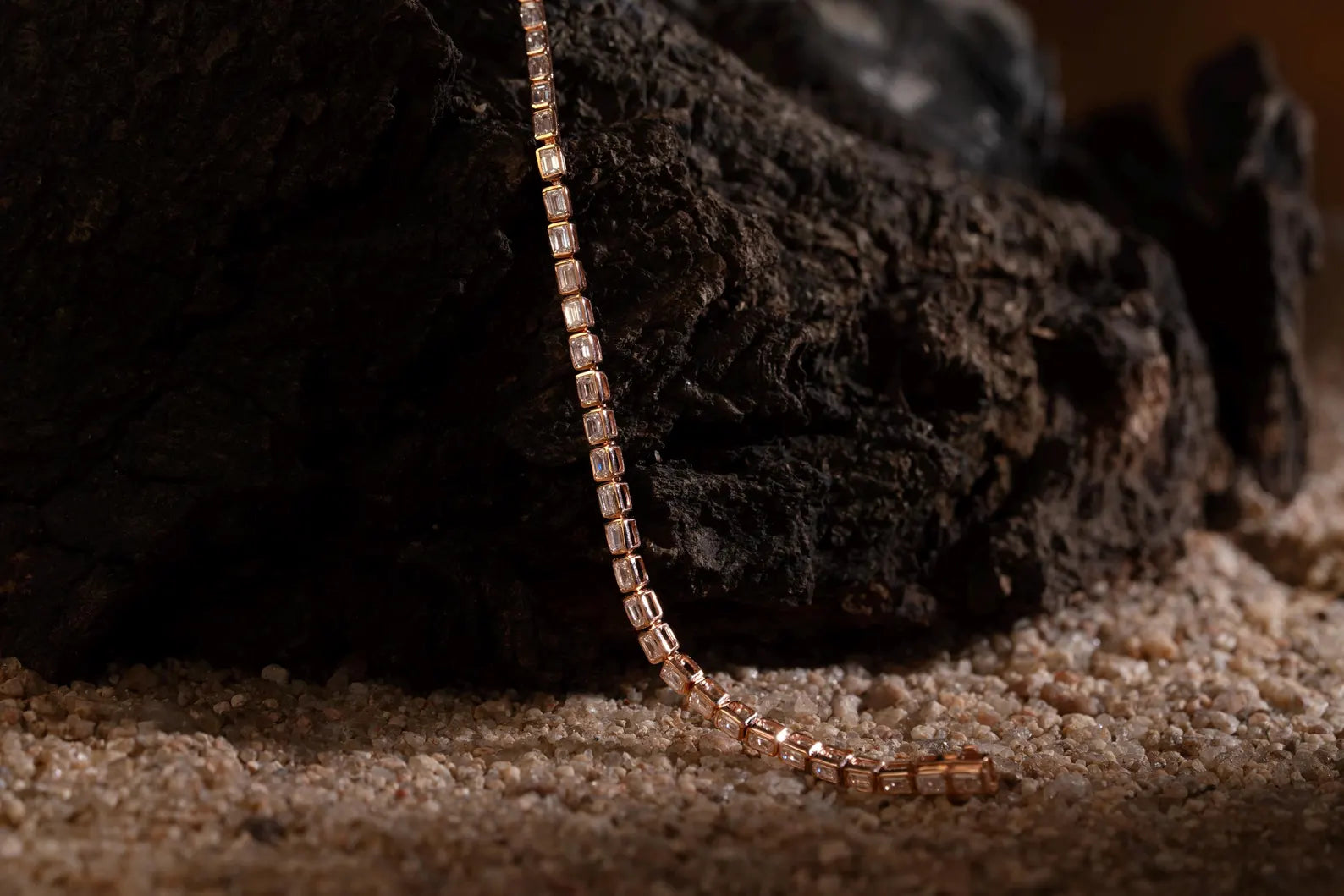 Rose Gold Emerald Cut Solitaire Tennis Bracelet